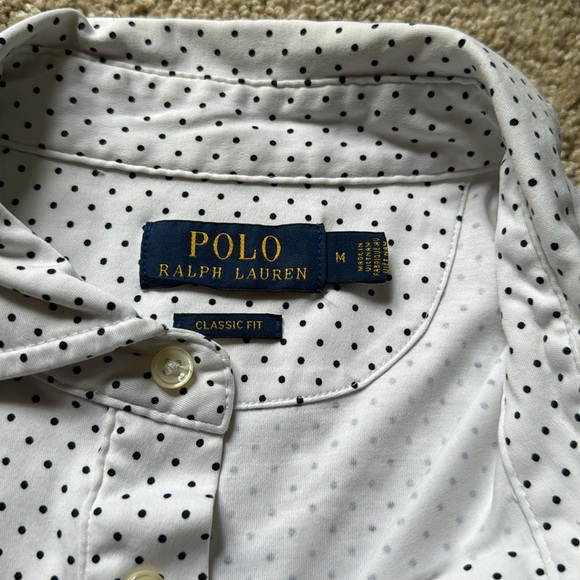 Men’s classic polkadot long sleeve polo - Picture 3 of 3